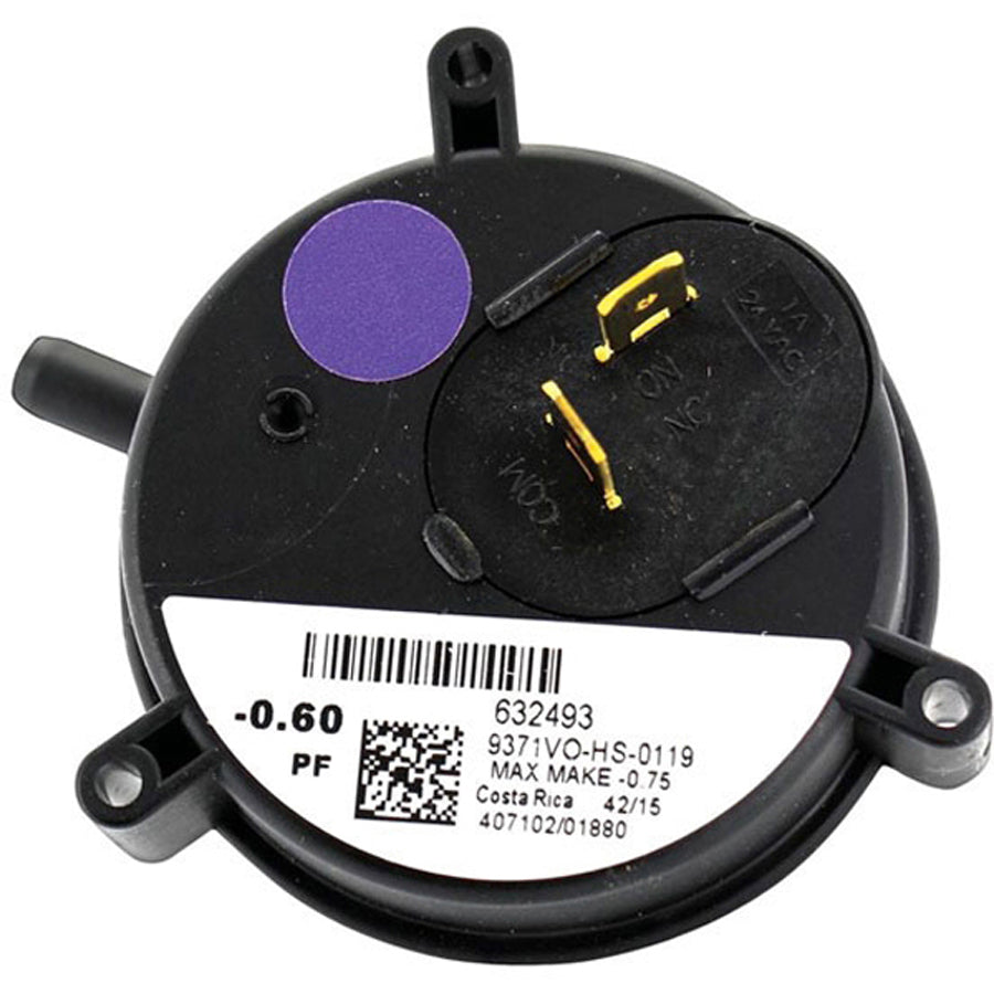 WESTINGHOUSE Westinghouse 632493R Furnace Pressure Switch 0.60 in Wc Spst