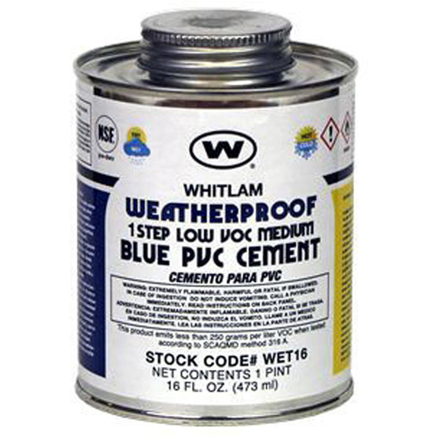 JC WHITLAM Jc Whitlam WET8 Pvc Solvent Weld Cement 1/2 Pint Blue
