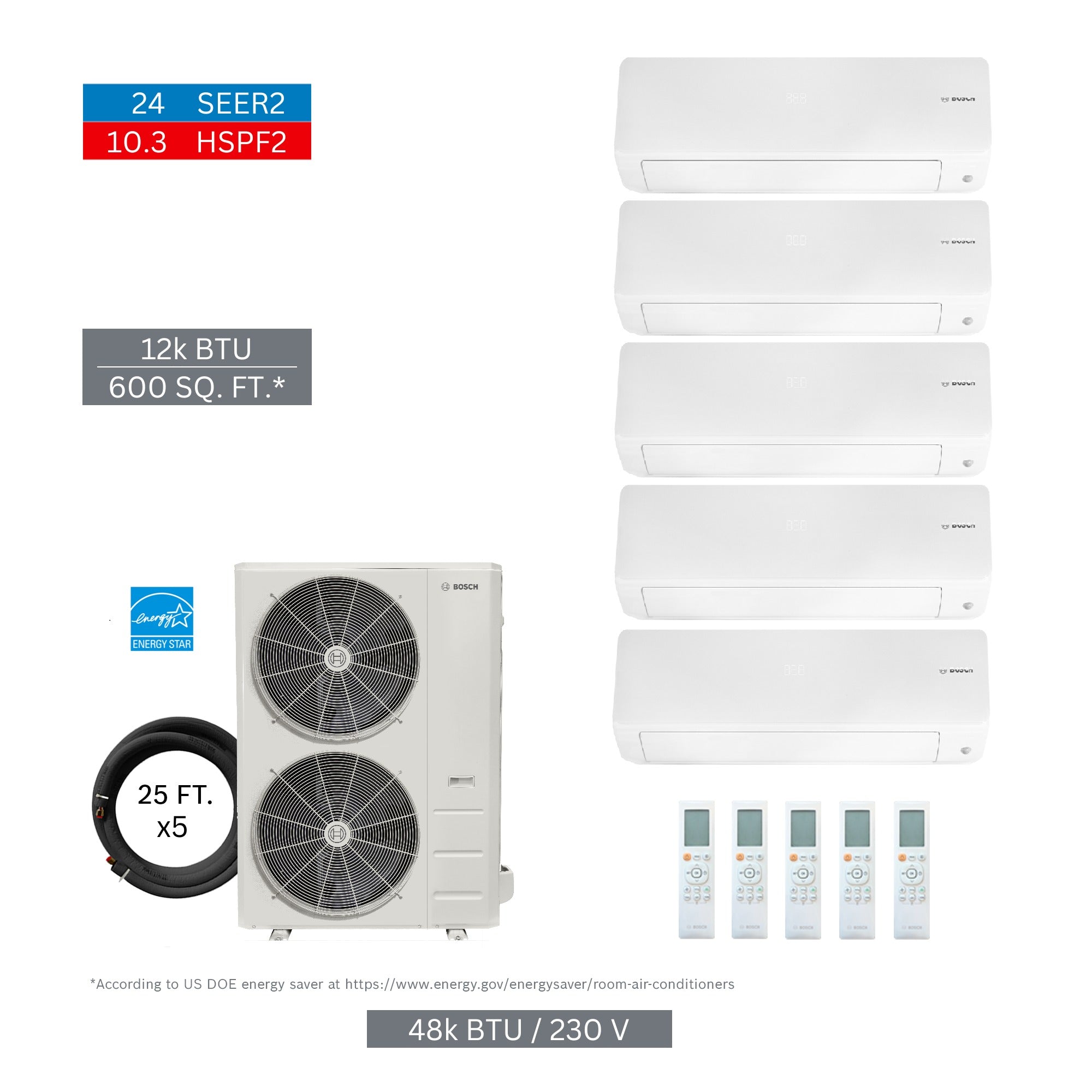 BOSCH Bosch 8733980414 48000 Btu 5 Zone Mini Split System
