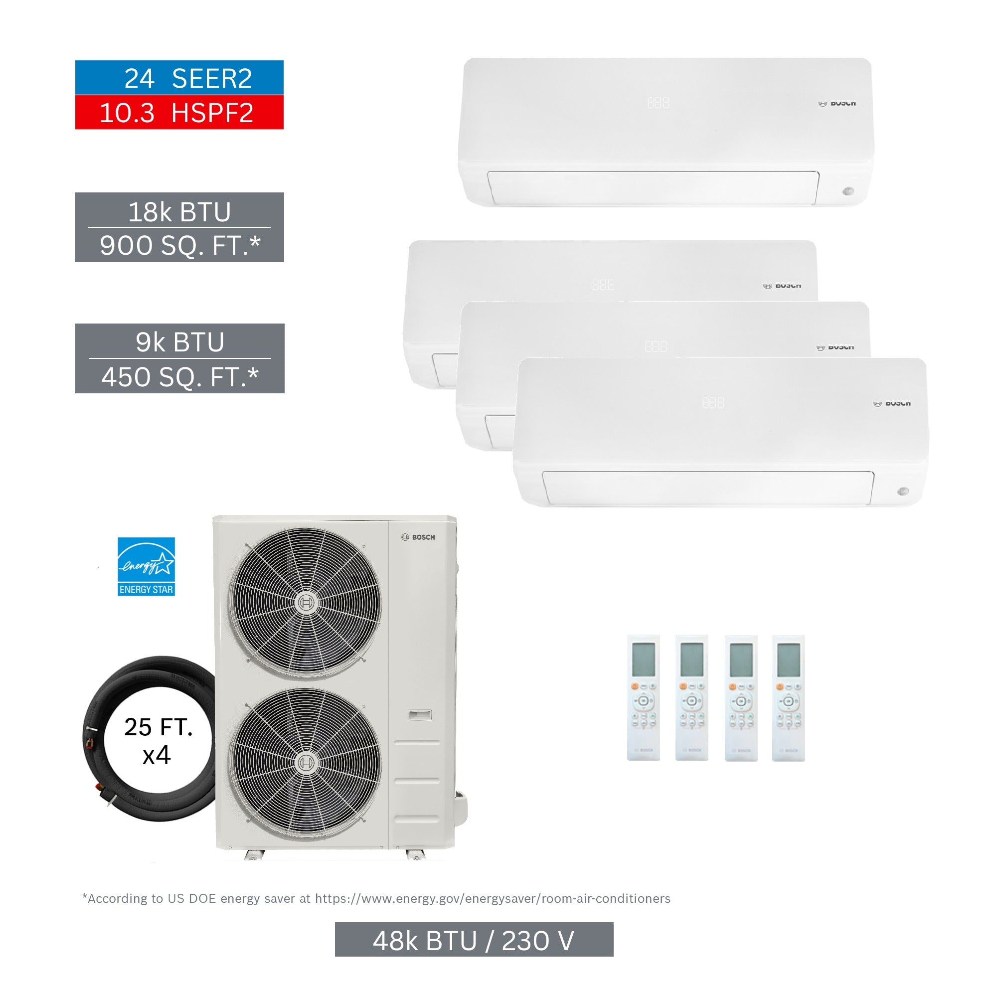 BOSCH Bosch 8733980417 48000 Btu 4-zone Mini-split Kit