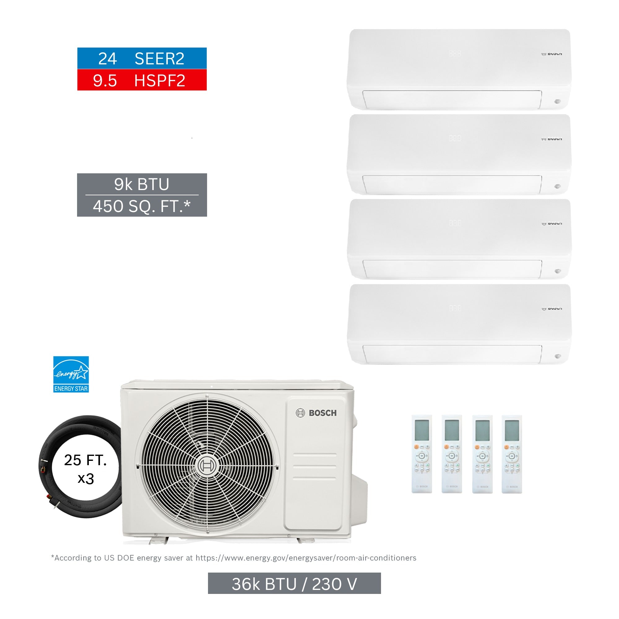 BOSCH Bosch 8733980418 36000 Btu 4-zone Mini Split System