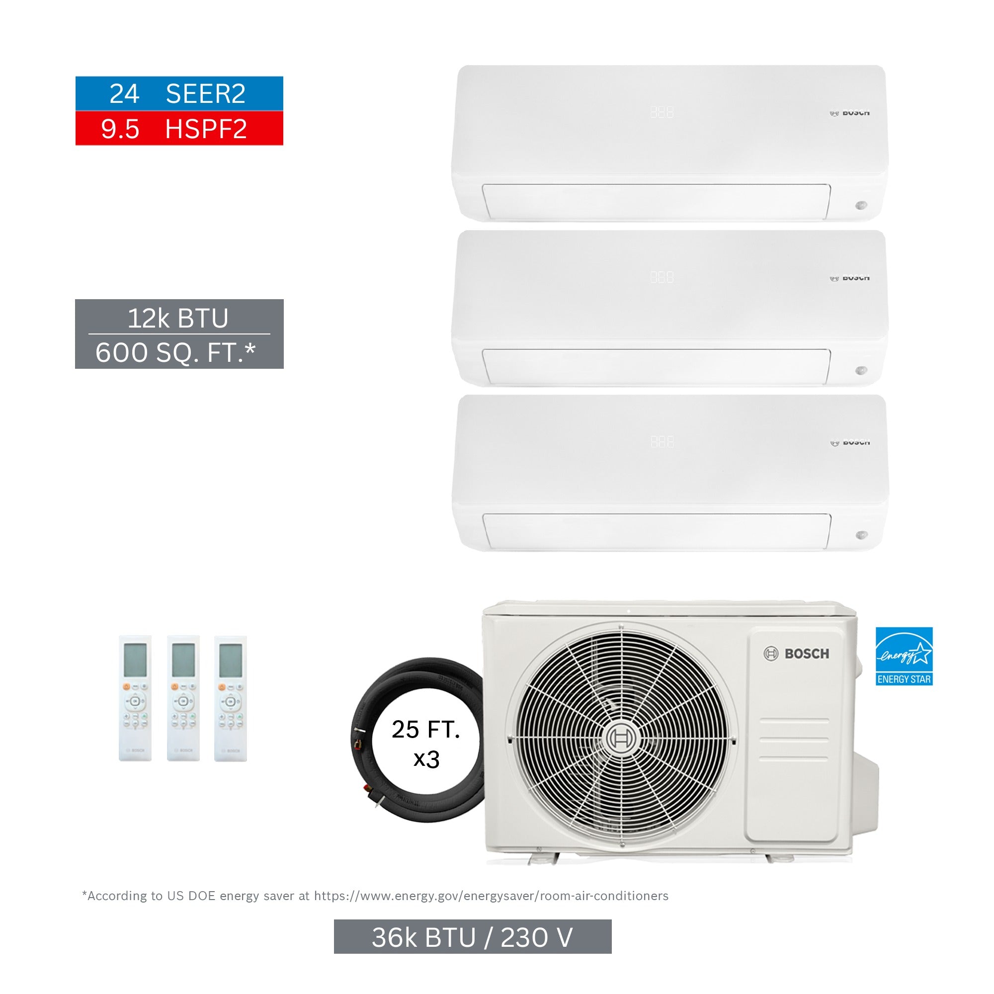BOSCH Bosch 8733980419 36000 Btu 3-zone Mini-split System