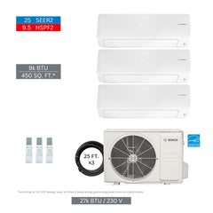BOSCH Bosch 8733980423 27000 Btu 3-zone Mini-split Kit