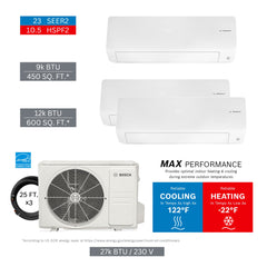 BOSCH Bosch 8733980449 27000 Btu 3-zone Mini-split System