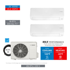 BOSCH Bosch 8733980452 Mini-split Multi-zone Kit 12000 Btu 2 Zone