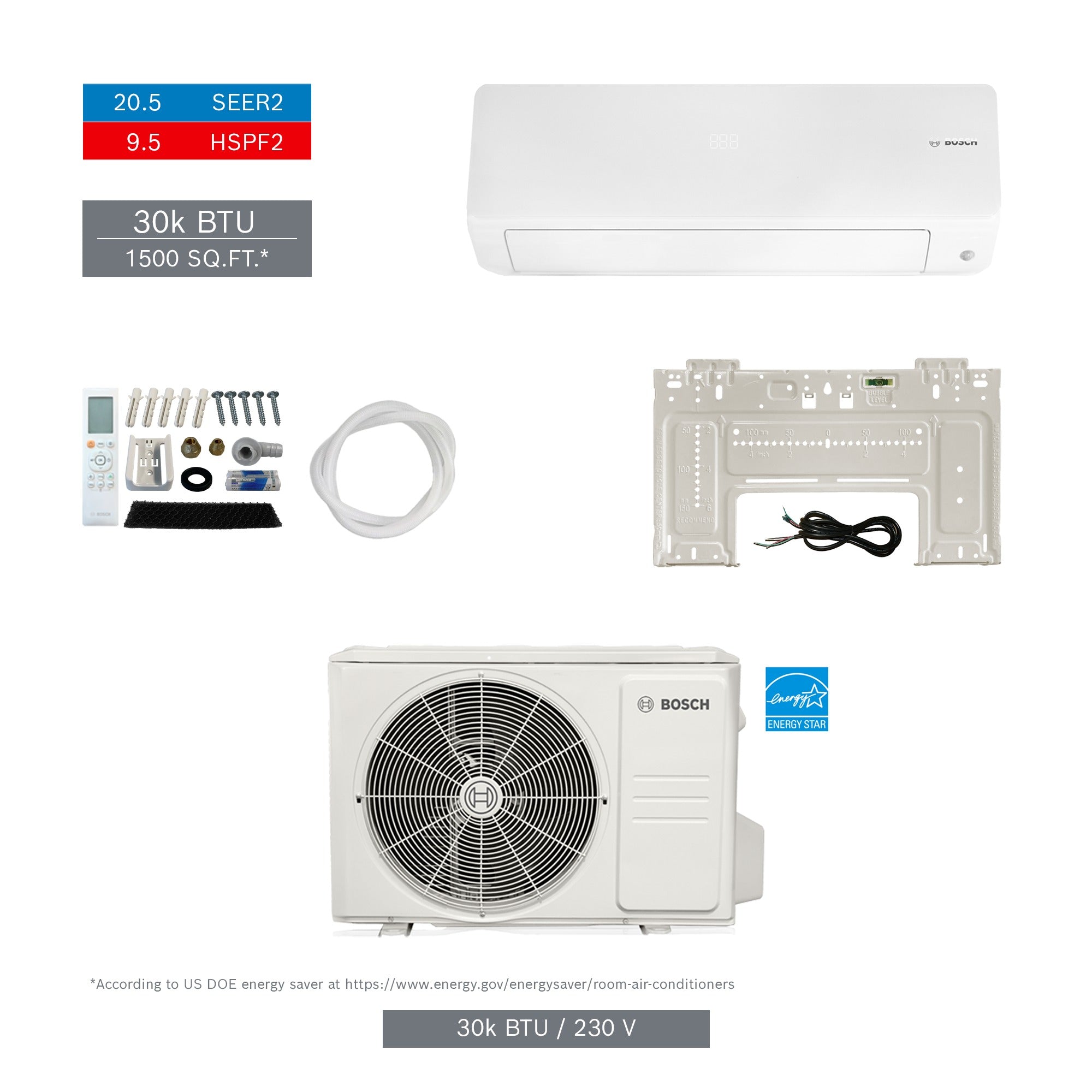BOSCH Bosch 8733980463 Mini Split Heat Pump Kit 30000 Btu 230V
