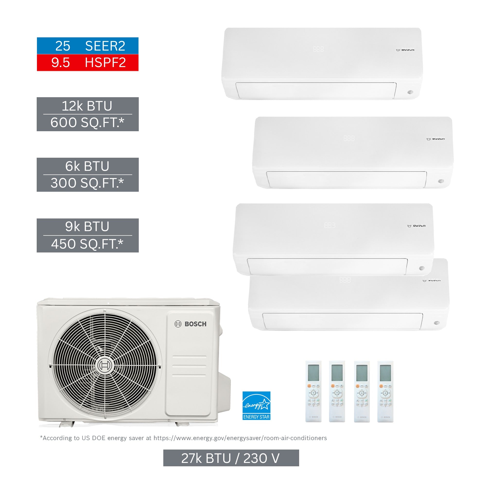 BOSCH Bosch 8733980528 Mini-split Kit 27000 Btu 4-zone