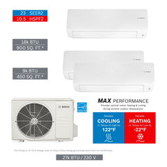 BOSCH Bosch 8733980512 Mini Split 27000 Btu 3 Zone System