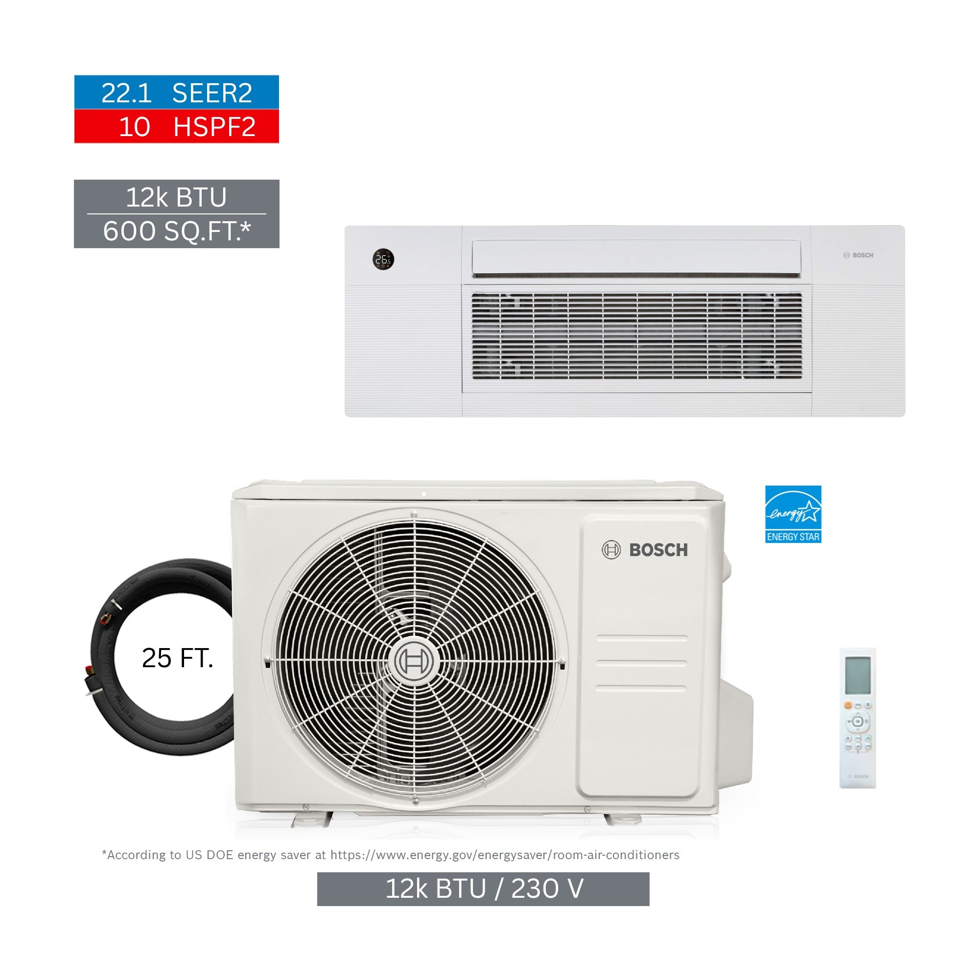 BOSCH Bosch 8733980522 Mini-split System Kit 12000 Btu/h 25 Ft