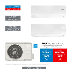 BOSCH Bosch 8733980506 27K Btu 2-zone Mini Split Kit