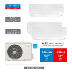 BOSCH Bosch 8733980505 27K 3-zone Mini-split Multi-zone System