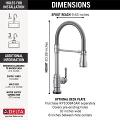 DELTA FAUCET Delta Faucet 9690T-AR-DST Broderick Single Handle Pull Down Kitchen Faucet