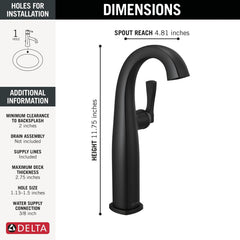 DELTA FAUCET Delta Faucet 777-BL-DST Single Handle Vessel Bathroom Faucet 11-3/4 in. Height
