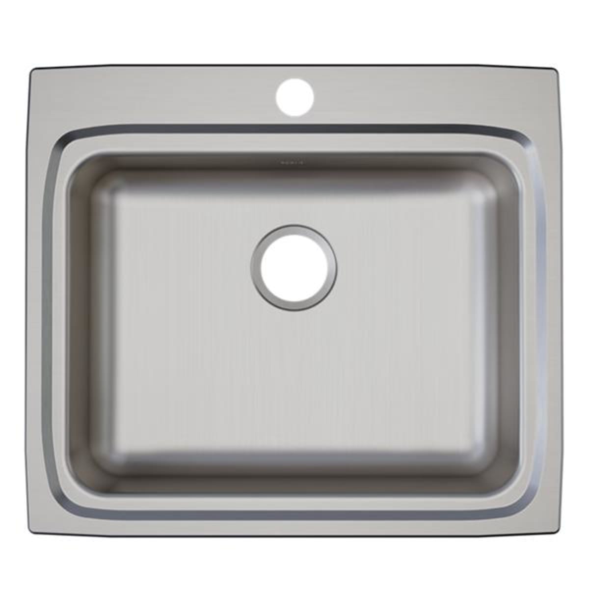 ELKAY Elkay LRAD252265MR2 Lustertone 2 Hole Stainless Steel Single Bowl Drop-in Kitchen Sink 25 x 22 in.