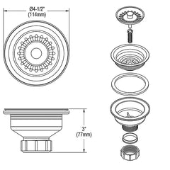 ELKAY Elkay LKQS35SN Polymer Drain Fitting with Removable Basket Strainer and Rubber Stopper 3-1/2 inch