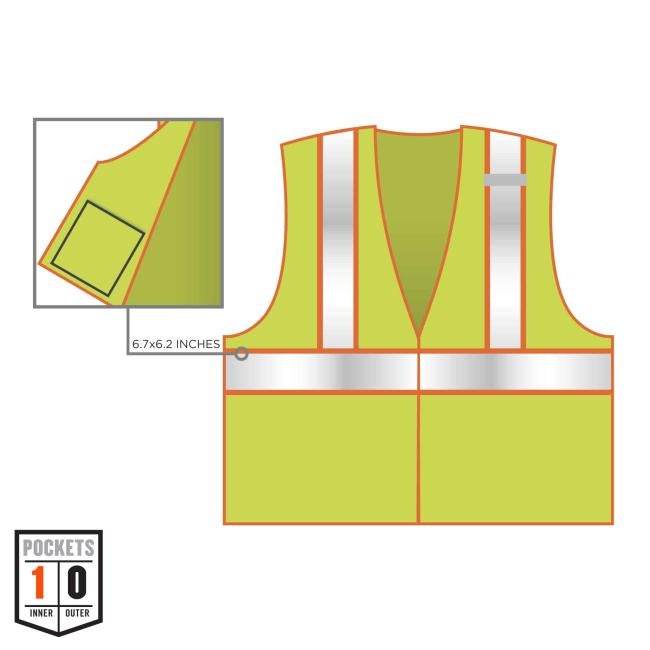 ERGODYNE Ergodyne 21299 Glowear 8229Z Econ Cls 2Two-Tone Vest 4-5XL