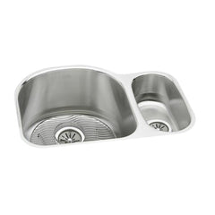 ELKAY Elkay ELUH272010RDBG Lustertone Classic Stainless Steel Offset 70/30 Double Bowl Undermount Sink Kit 26-3/4 inches x 20 inches x 10 inches