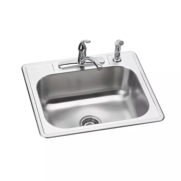 ELKAY Elkay DSE125224DF Dayton Stainless Steel Single Bowl Drop-in Sink And Faucet Kit 25 x 22 x 8.1