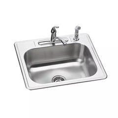 ELKAY Elkay DSE125224DF Dayton Stainless Steel Single Bowl Drop-in Sink And Faucet Kit 25 x 22 x 8.1