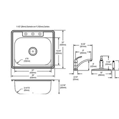 ELKAY Elkay DSE125224DF Dayton Stainless Steel Single Bowl Drop-in Sink And Faucet Kit 25 x 22 x 8.1