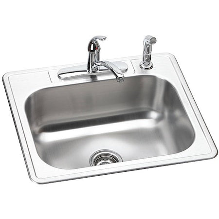 ELKAY Elkay DSE125224DF Dayton Stainless Steel Single Bowl Drop-in Sink And Faucet Kit 25 x 22 x 8.1