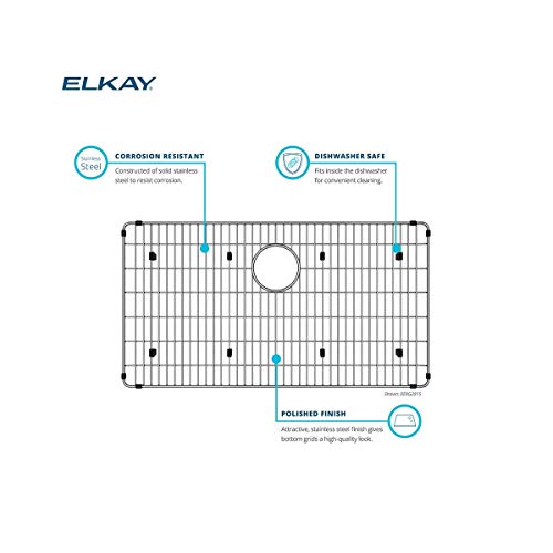 ELKAY Elkay LKOBG1016SS stainless steel bottom grid 9-5/8 inches x 14-5/8 inches x 1 inches