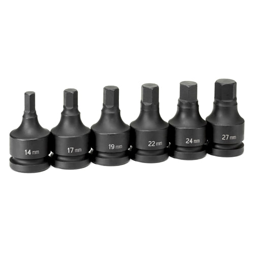 GREY PNEUMATIC Grey Pneumatic 9196MH 1 inches Drive 6 Piece Hex Driver Metric Set 14 mm to 27 mm