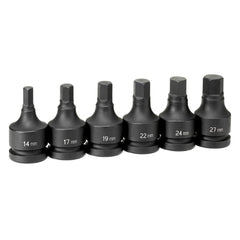 GREY PNEUMATIC Grey Pneumatic 9196MH 1 inches Drive 6 Piece Hex Driver Metric Set 14 mm to 27 mm