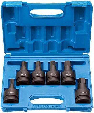 GREY PNEUMATIC Grey Pneumatic 9196MH 1 inches Drive 6 Piece Hex Driver Metric Set 14 mm to 27 mm