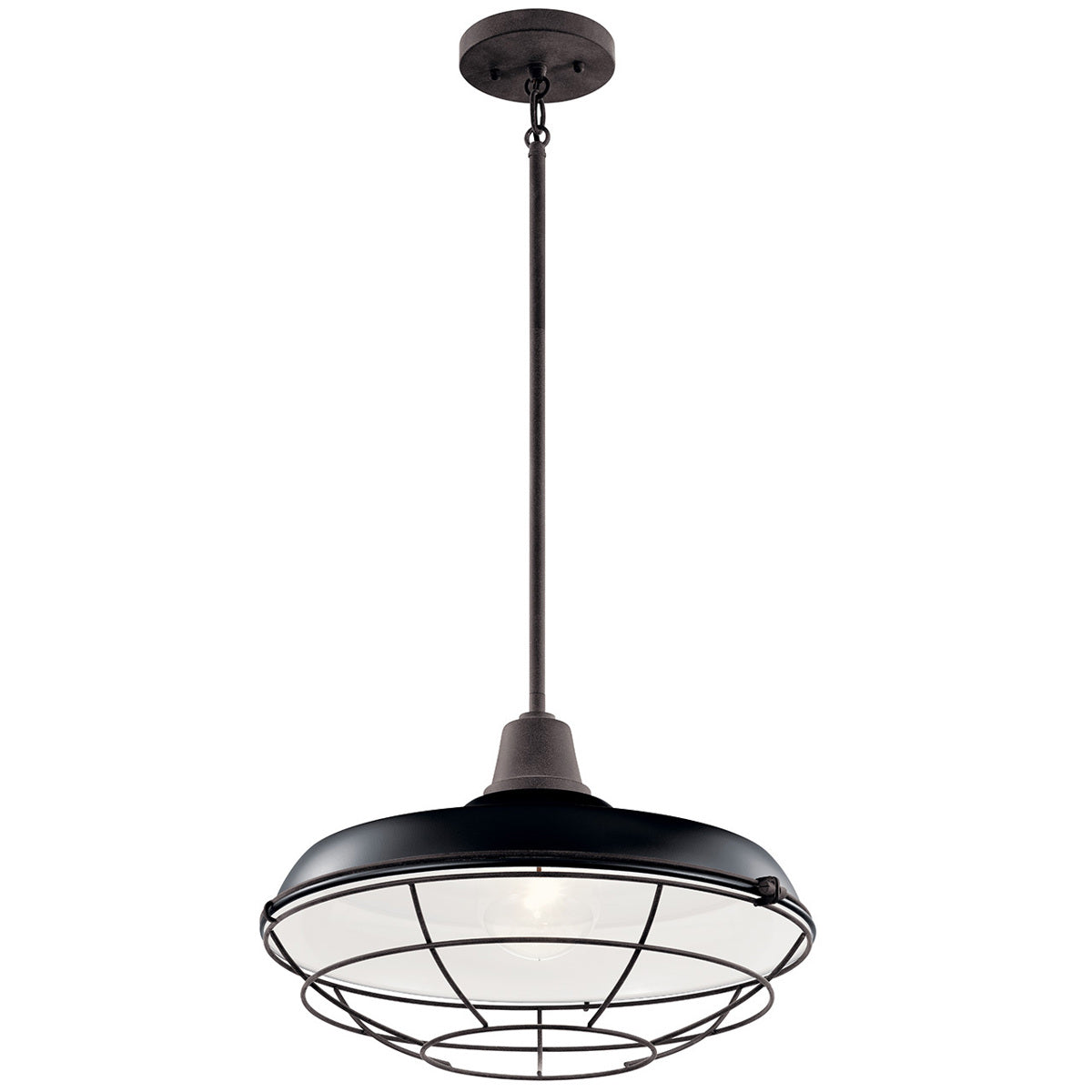 KICHLER Kichler 49993BK Pier 16 inch 1 Light Outdoor Convertible Pendant/Flush Mount 150 W