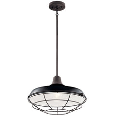 KICHLER Kichler 49993BK Pier 16 inch 1 Light Outdoor Convertible Pendant/Flush Mount 150 W
