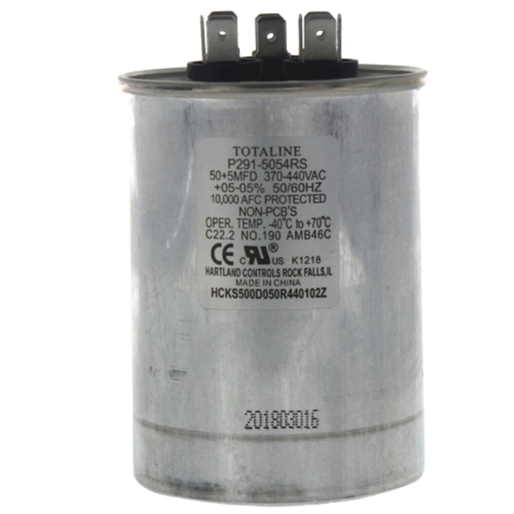 CARRIER International Comfort Products P291-5054RS capacitor, run 370/440 volt 50/60hz 50+5uf round