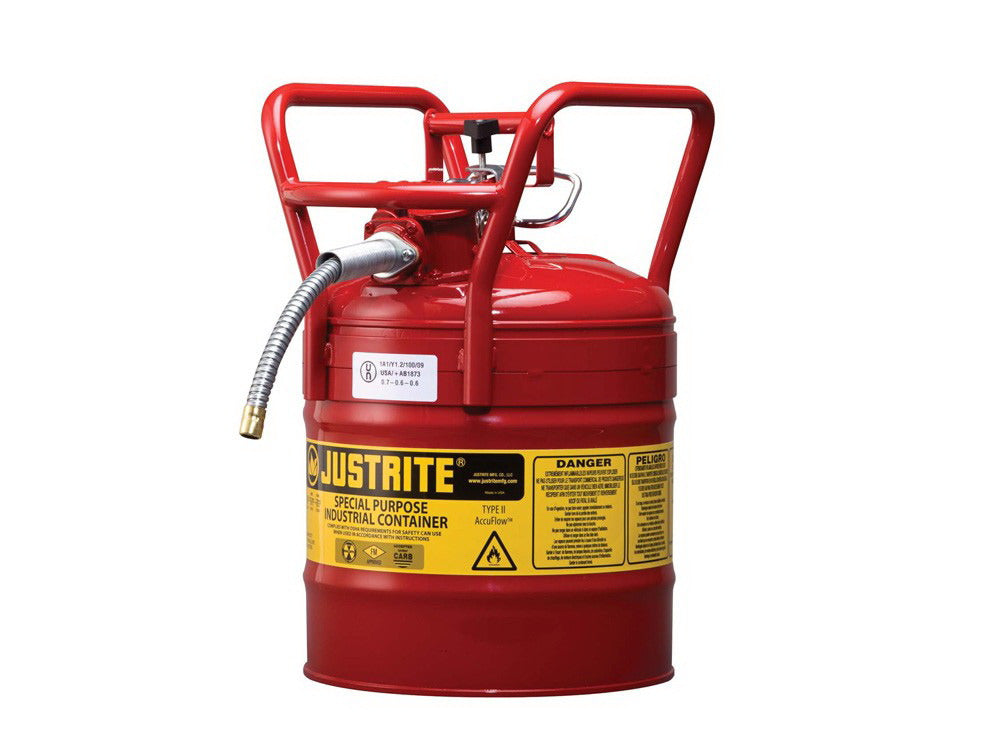 JUSTRITE Justrite 7350110 Accuflow Type II DOT Transport Safety Can for Flammable Liquids 5 Gal. 5/8 Inch Metal Hose 7350210