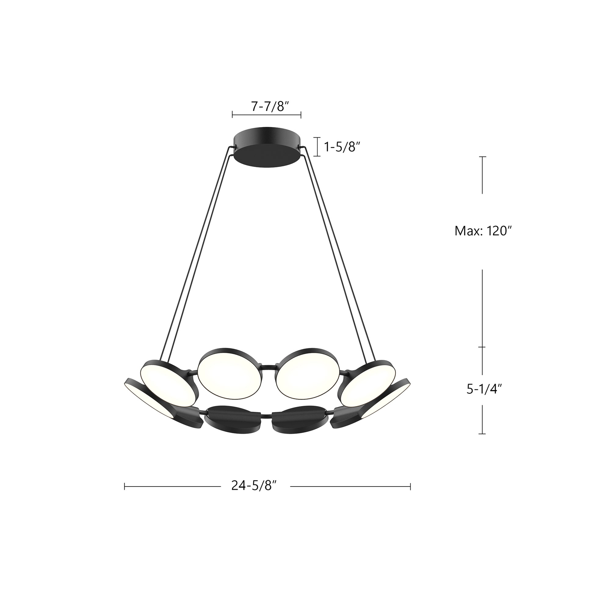 KUZCO LIGHTING Kuzco Lighting CH72225-BK Novel Chandelier 82W 25-in