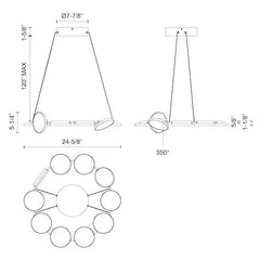 KUZCO LIGHTING Kuzco Lighting CH72225-BK Novel Chandelier 82W 25-in