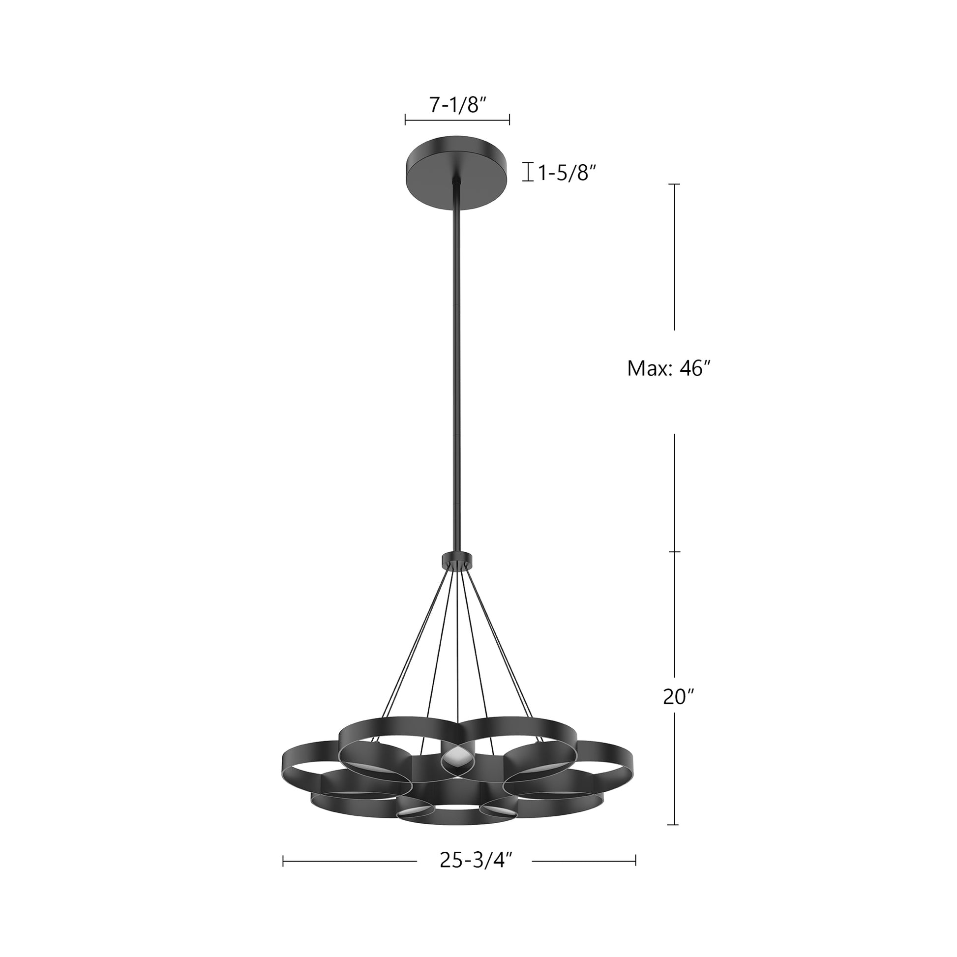 KUZCO LIGHTING Kuzco Lighting CH90826-BK/GD Maestro 26-in Chandelier 58W