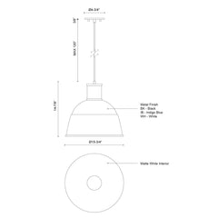 KUZCO LIGHTING Kuzco Lighting 493516-IB Irving Pendant 1 x 60W 16-in
