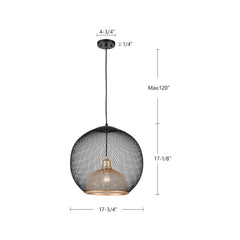 KUZCO LIGHTING Kuzco Lighting 494418-BK/GD Gibraltar 18-in Pendant 60W 18-in