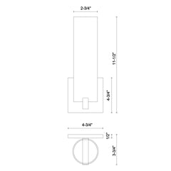 KUZCO LIGHTING Kuzco Lighting 601484BK-LED Elizabeth 12-in Wall Sconce 11W