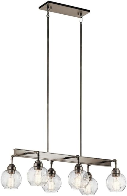 KICHLER Kichler 43994AP six light linear chandelier 600 watts 32.25 inchesL x 17 inchesW x 10 inchesH