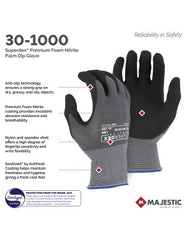 MAJESTIC Majestic 30-1000/x1 superdex antimicrobial treated nitrile coated touchscreen gloves x-large