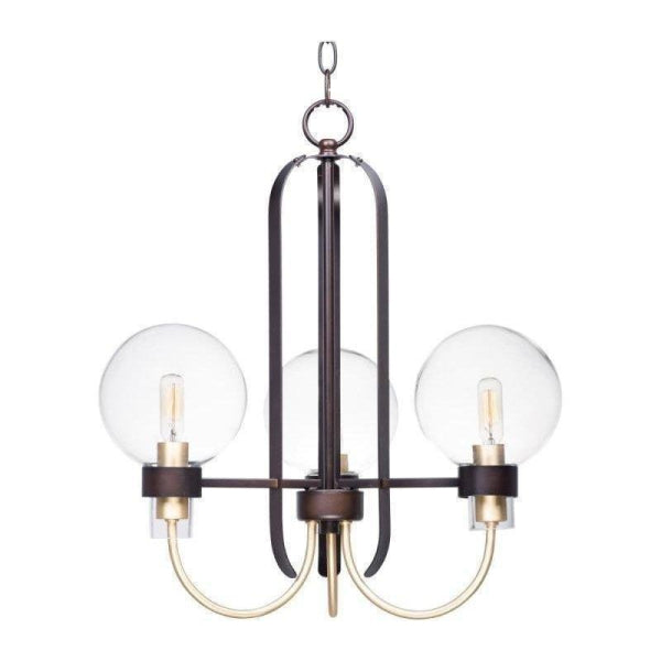 MAXIM Maxim 30515CLBZSBR Bauhaus 3-Light 20 Inch Wide Chandelier 180W