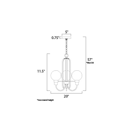 MAXIM Maxim 30515CLBZSBR Bauhaus 3-Light 20 Inch Wide Chandelier 180W