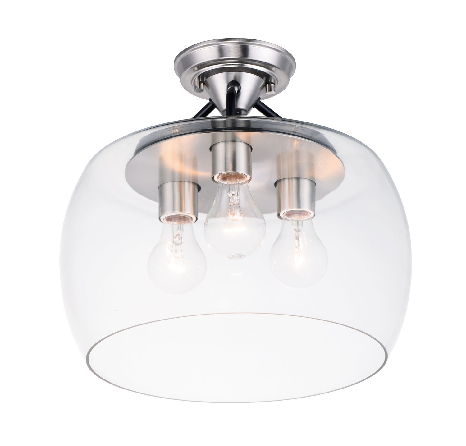 MAXIM Maxim 26130CLBKSN Goblet 3-Light Semi Flush Mount 180W 13.5 inch width