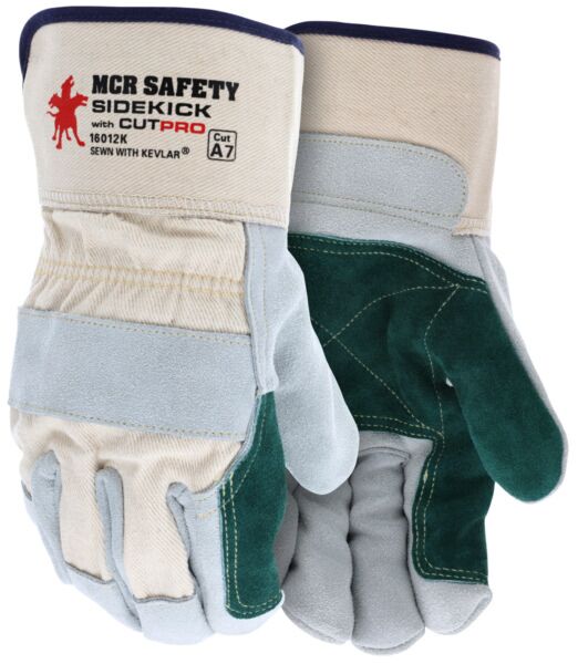 MCR SAFETY Mcr Safety 16012KL Gloves, Dbl Lthr Palm/Thumb & Index Finger, Kevlar Liner, 2 1/2 inches Safety Cuff, Size Large