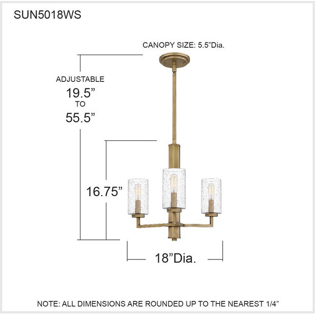 QUOIZEL Quoizel SUN5018WS Sunburst 3-light chandelier 60W 18 inch