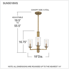 QUOIZEL Quoizel SUN5018WS Sunburst 3-light chandelier 60W 18 inch