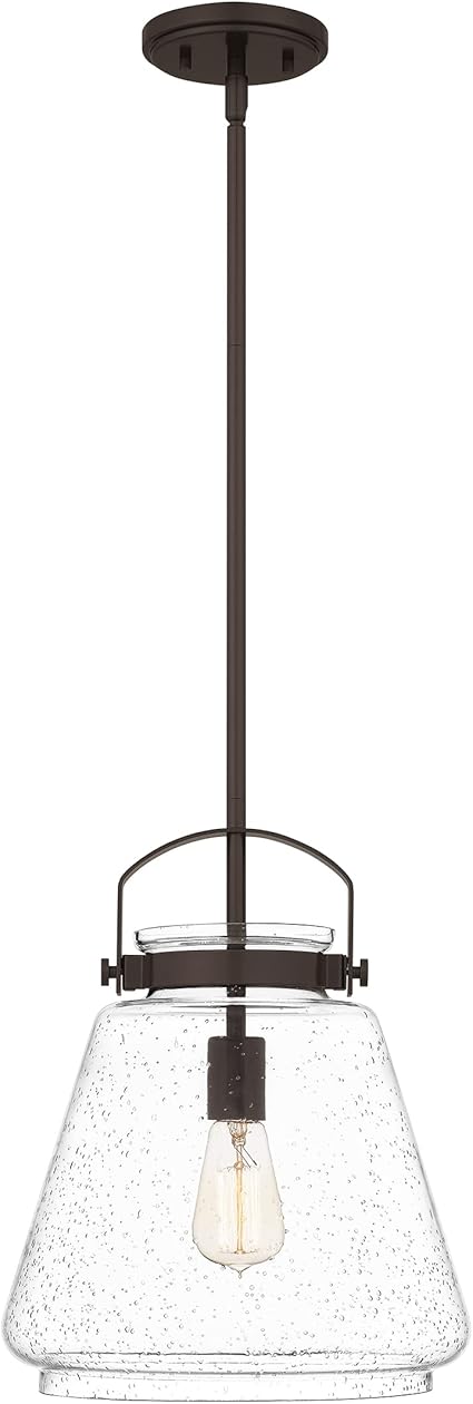 QUOIZEL Quoizel STLS1512WT Stella traditional seeded glass cone mini pendant light 100-watt