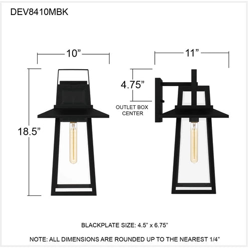 QUOIZEL Quoizel DEV8410MBK devonport 1-light outdoor wall lantern 100w 10 in. width 18.5 in. height