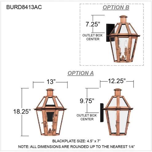 QUOIZEL Quoizel BURD8413AC Burdett 2-light Outdoor Wall Lantern 60W 18.25 inch 13 inch